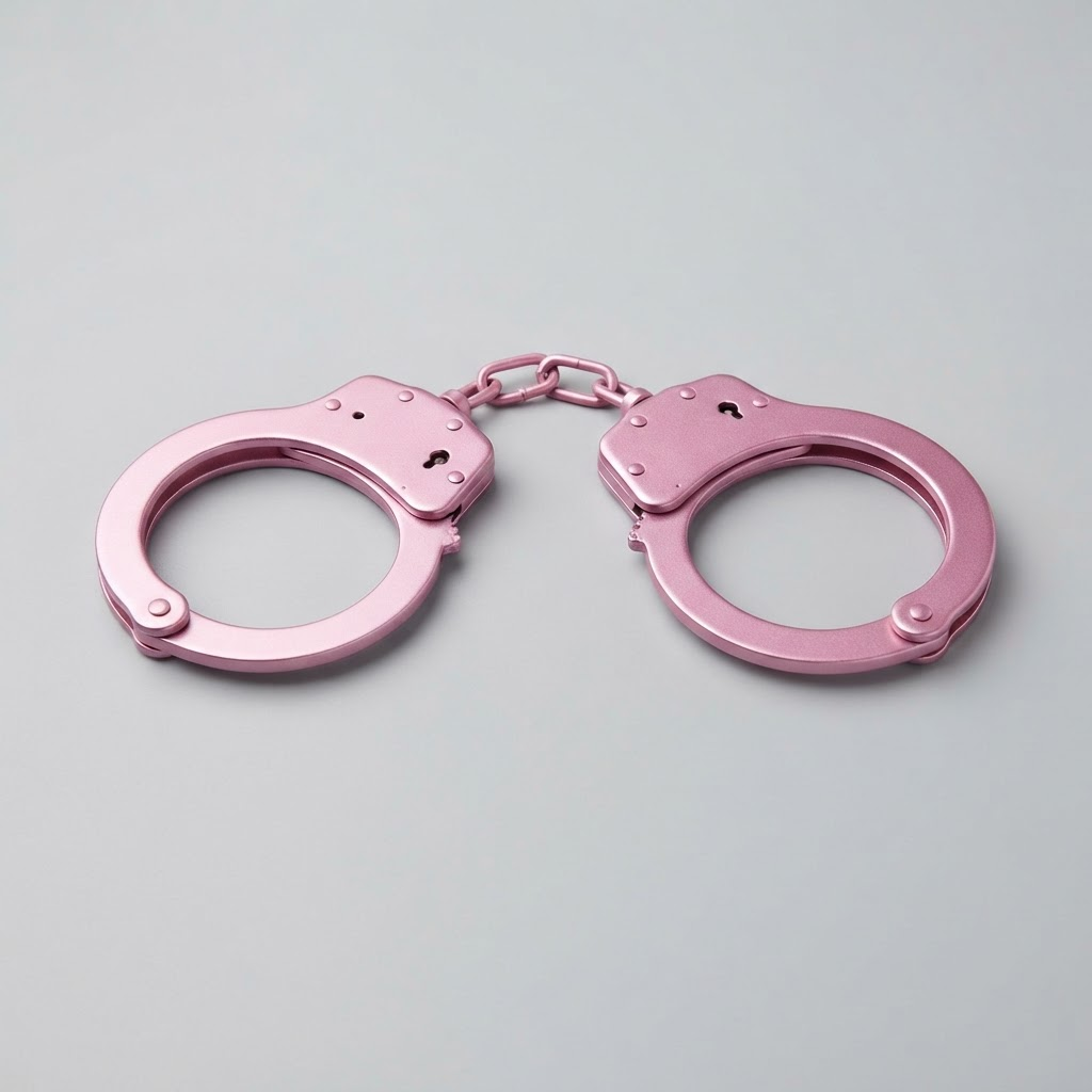 Pink double-lock chain handcuffs for specialty security-product retailers